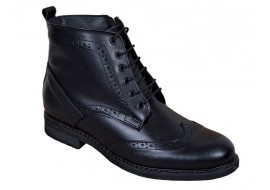 Ghete barbati negre Oxford din piele naturala imblanite GKR29N